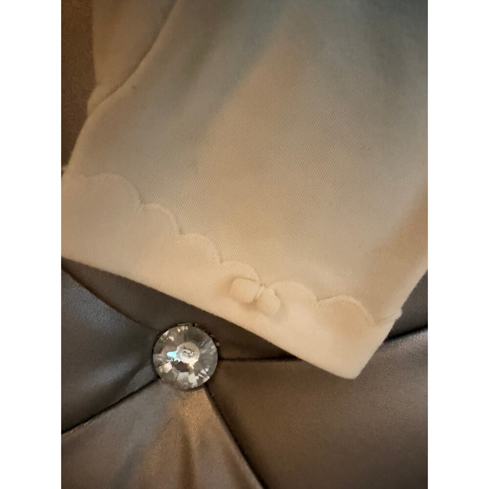 Vintage Cream Dress Gloves Women’s Scalloped Cuff Embroidered Bow Formal - Picture 5 of 14